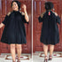 Plus Size Women A-Line Pleated Dress with Mesh Layered Sleeve #Mesh #A-Line #Layered Sleeve